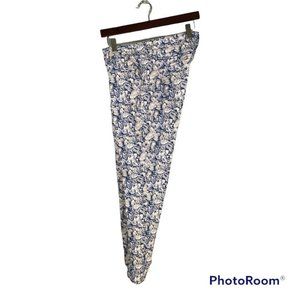 Tommy Bahama Women's Pants Size 8 Blue White Leaves Tropical Stretch